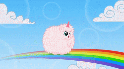 Cute Walking Pink Fluffy Unicorns Dancing On Rainbows GIF