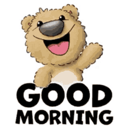 Cute Waving Bear Good Morning Fun Art GIF
