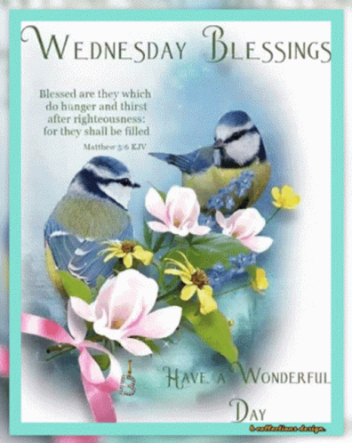 Cute Wednesday With Flowers And Birds GIF