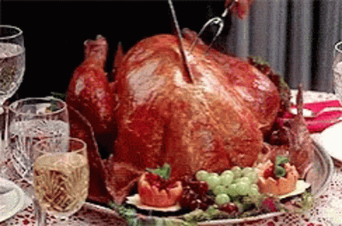 Cutting Roast Thanksgiving Turkey GIF