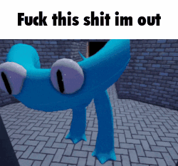 Cyan Master Leaving Rainbow Friends GIF