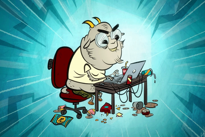 Cyber Billy Goat Keyboard Tapping GIF