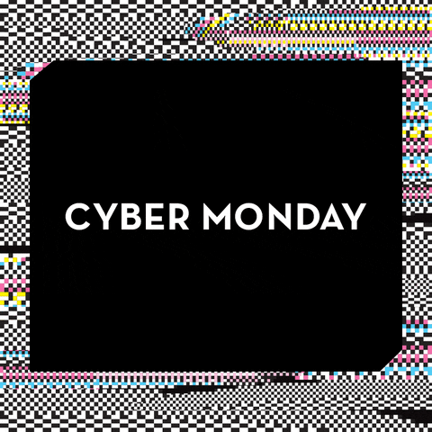 Cyber Monday Glitch Pixel Border Animated Text GIF