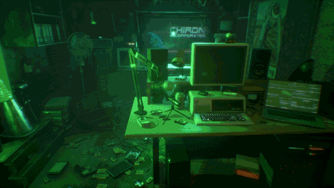 Cyberpunk Apartment Night Vision Observer GIF