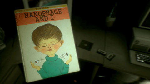 Cyberpunk Book Reading Observer Game GIF