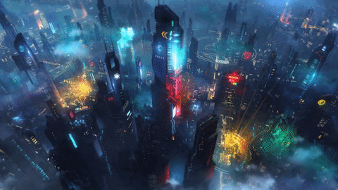 Cyberpunk Buildings City Lights GIF