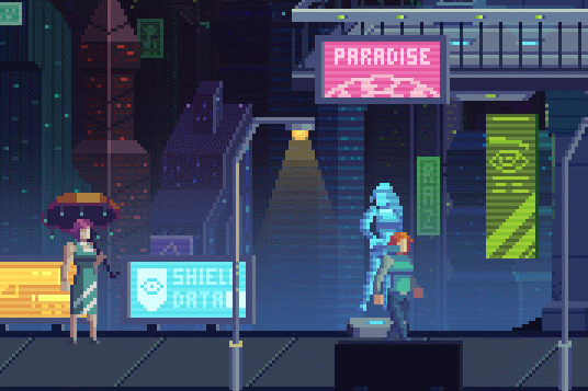Cyberpunk Hologram City District GIF