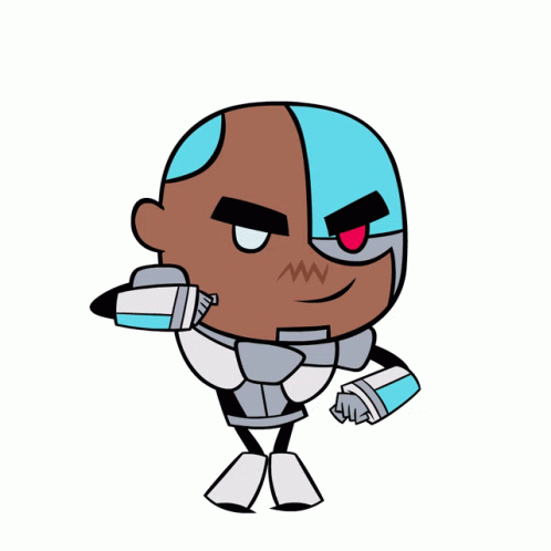 Cyborg From Teen Titans Go Is Shown In This Cartoon GIF