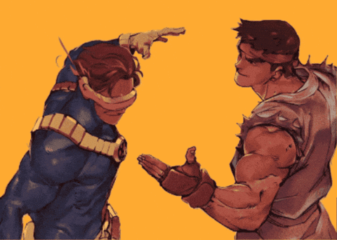 Cyclops and Ryu Cartoon Drawing