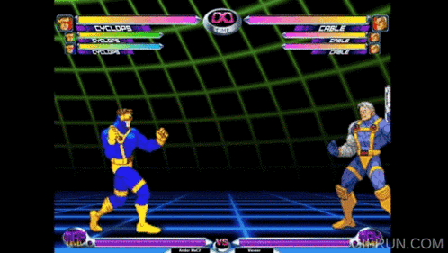 Cyclops Kicking Cable in Video Game