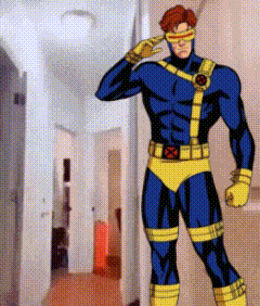 Cyclops Standing in Hallway Covering Ear