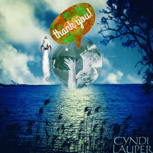 Cyndi Lauper Rocket Flying Over Ocean