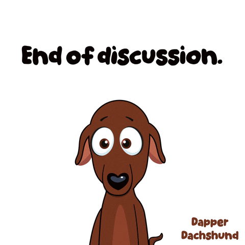 Dachshund Holding Microphone End of Discussion