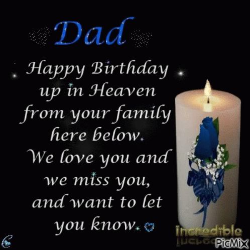 Dad Happy Birthday Up In Heaven From Your Family Here Below . We Love You And We Miss You , And Want To Let You Know . GIF
