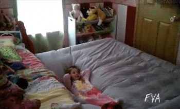 Dad Jumps On Bed Daughter Boing GIF