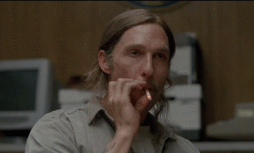 Daddario True Detective Matthew Mcconaugthey Smoking Cigarette GIF