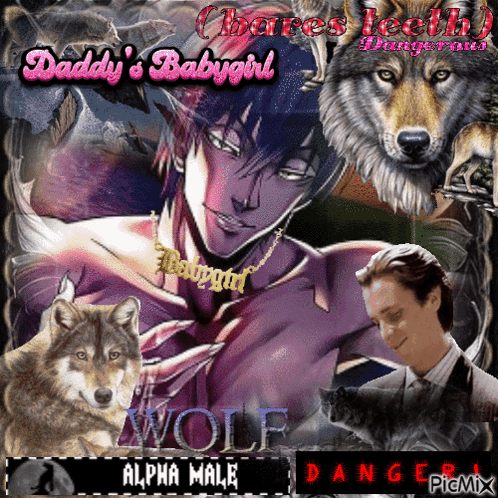 Daddy's Babygirl Poster With Man And Wolves GIF