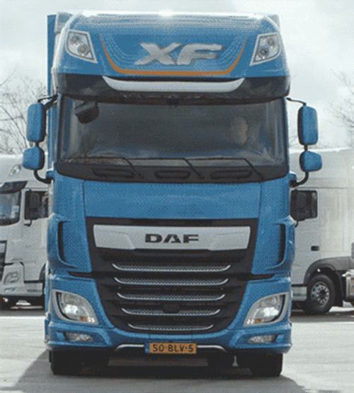 DAF FXF Blue Trailer Truck Flickering Headlight GIF