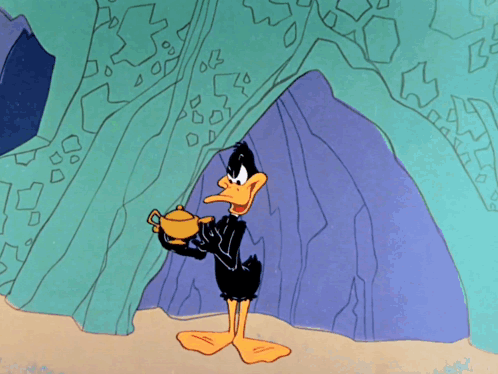 Daffy Beat The Genie On The Bottle GIF