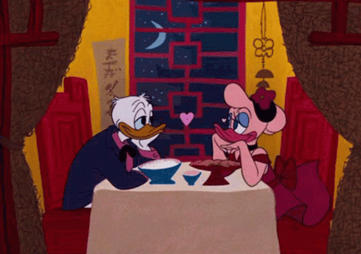 Daisy And Donald Duck Lock Eyes Cartoon Love GIF