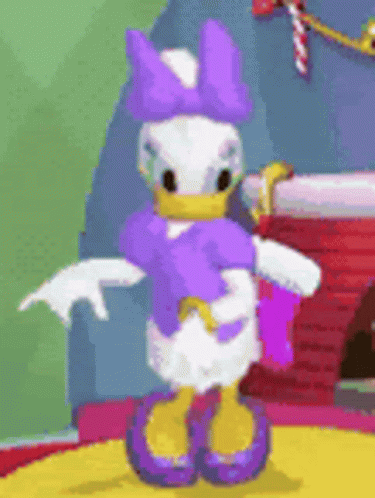 Daisy Duck From Mickey Mouse Clubhouse Is Wearing A Purple Top And Purple Shoes . GIF