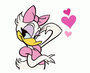 Daisy Duck From Mickey Mouse Is Making A Heart Shape With Her Arms . GIF
