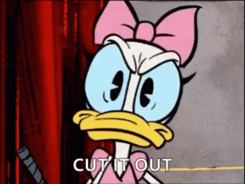 Daisy Duck Is A Cartoon Character With A Pink Bow On Her Head And A Red Curtain Behind Her . GIF