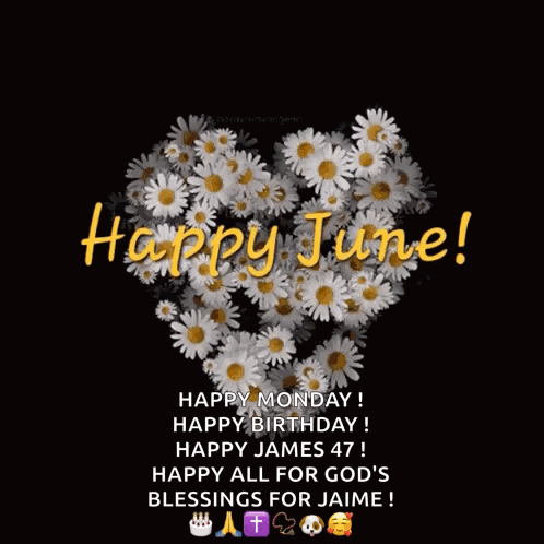 Daisy Heart Saying Happy June GIF