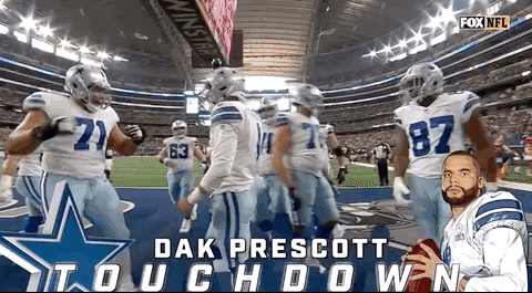 Dak Prescott Celebrating With Team Mates GIF