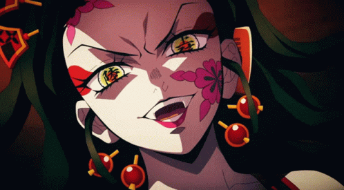 Daki Fiery Eyes Tongue Out Demon Slayer GIF