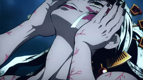 Daki Looking Up Touching Own Face GIF