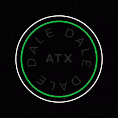 Dale ATX Logo Green Letters On Black Background GIF
