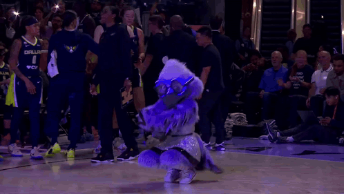 Dallas Basketball Mascot On Court GIF