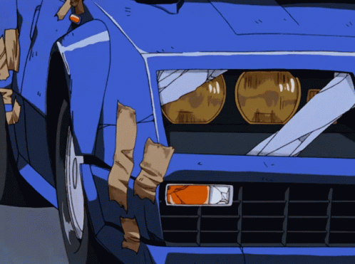 Damaged Old Car Anime GIF