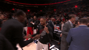 Damian Lillard Body Bump With Teammates GIF