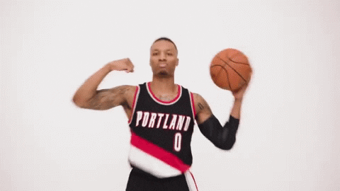 Damian Lillard Flexing With A Ball GIF