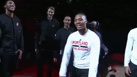 Damian Lillard High Five With Teammates GIF