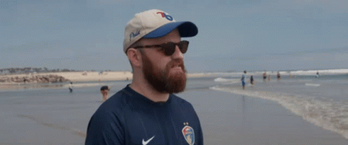 Dan Campbell Walking At The Beach GIF