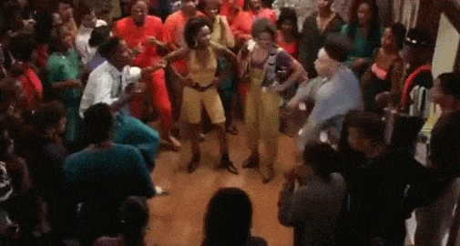 Dance Off Between Guys And Ladies At Party GIF