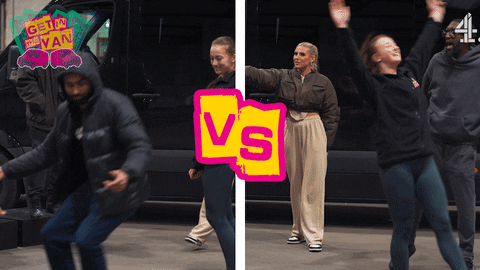 Dance Off Between Male And Female Dancers GIF