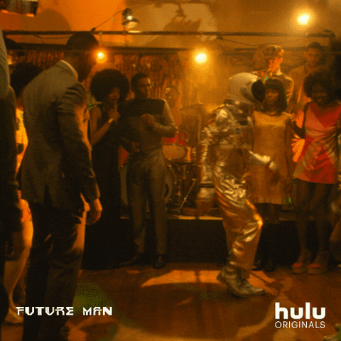 Dance Off Future Man Character Doing Moonwalk GIF