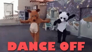 Dance Off Involving Mascots GIF