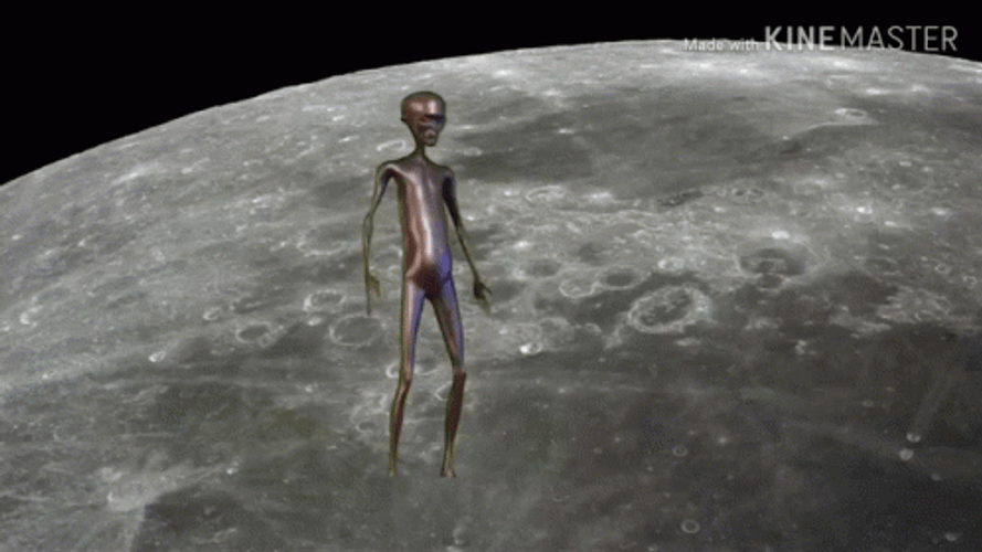 Dancing Alien In The Moon GIF