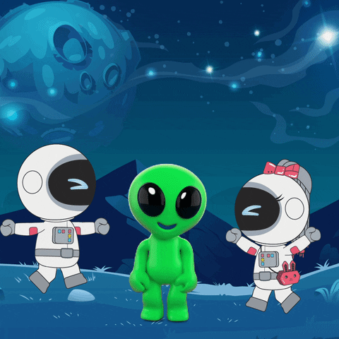 Dancing Alien With Astronaut GIF