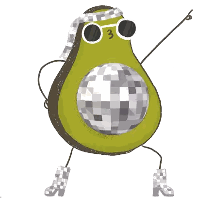Dancing Avocado with Sunglasses and Disco Ball