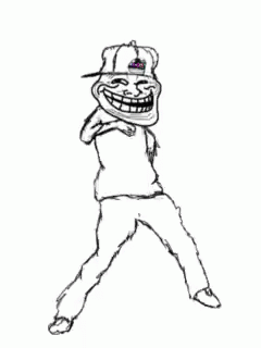 Dancing Cartoon With Troll Meme Face GIF