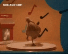 Dancing Chicken In Front Of Ohmagif Sign GIF