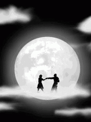 Dancing Couple Full Moon Silhouette GIF