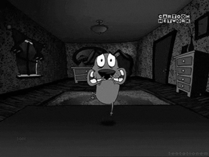 Dancing Courage The Cowardly Dog Black White GIF