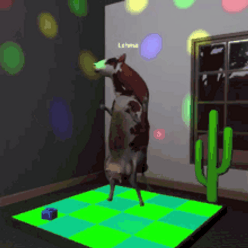 Dancing Cow In Disco Party GIF